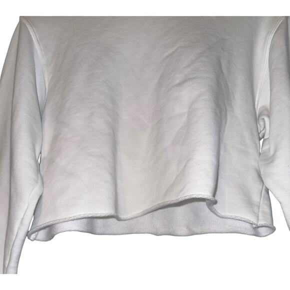 Aritzia Tna Airy Cropped Fleece Sweatshirt White Women's 2XS Oversized Old Money - Picture 2 of 8